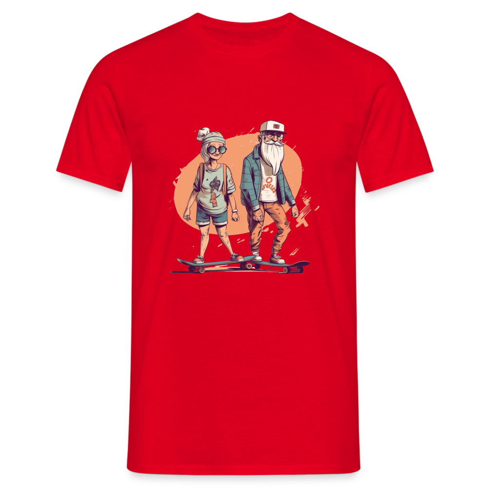 Cooles älteres Pärchen als Skater Hipster - Männer T-Shirt - Rot