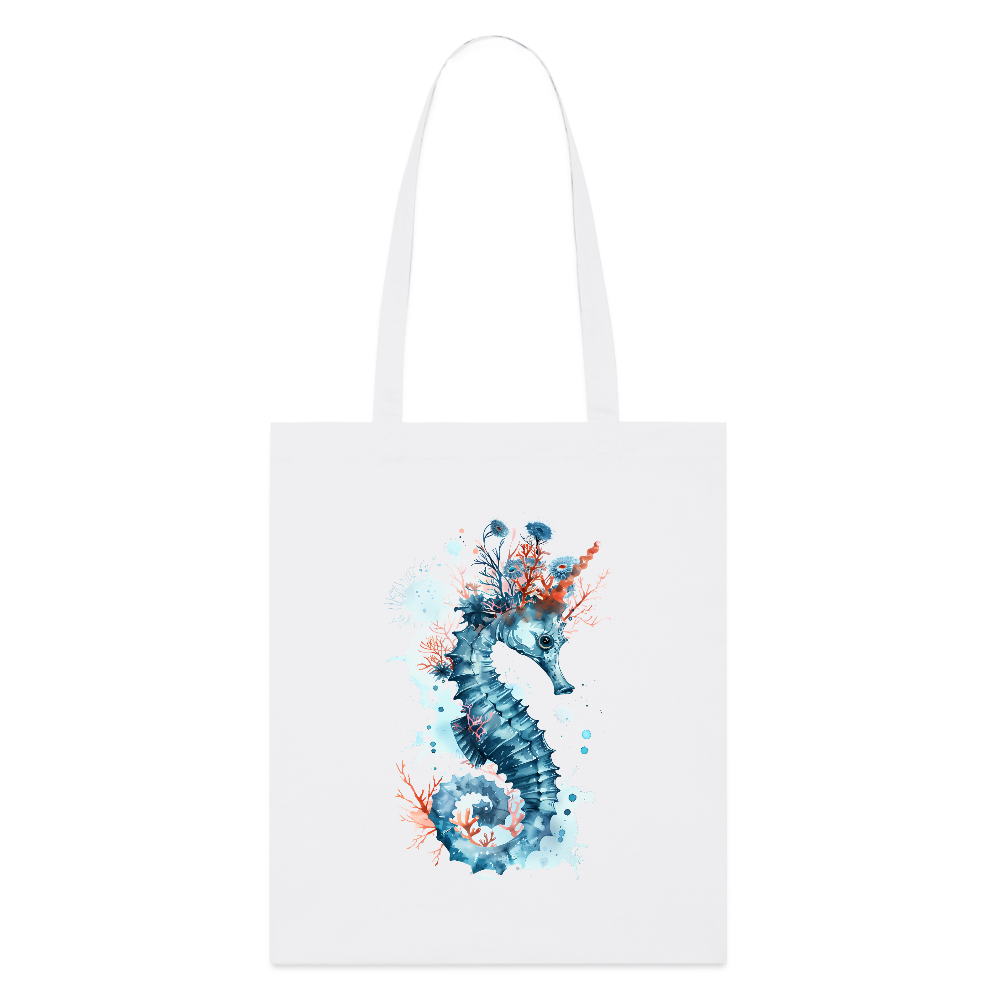 Seepferdchen als Aquarelle - Stanley/Stella Bio-Stoffbeutel - Weiß