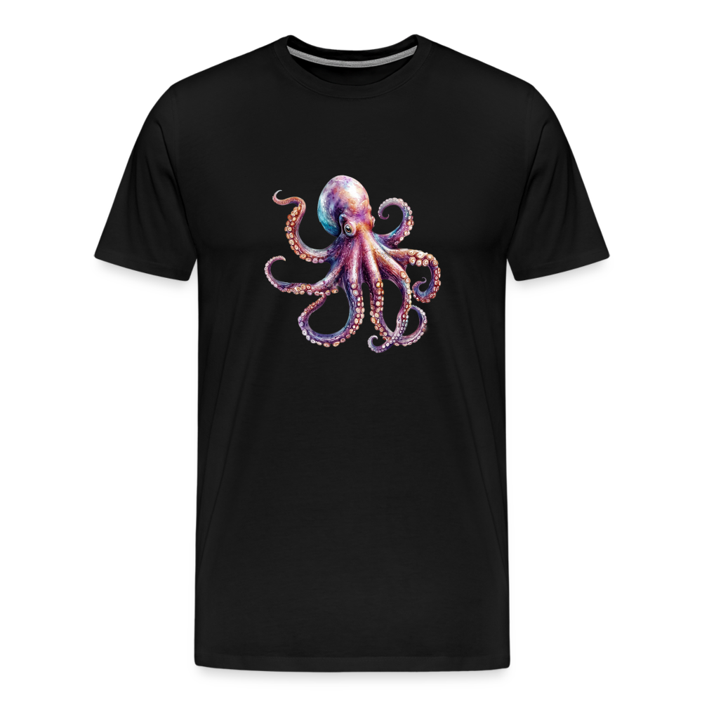 Cooles Wasserfarben Aquarell Oktopus Design - Männer Premium T-Shirts - Schwarz