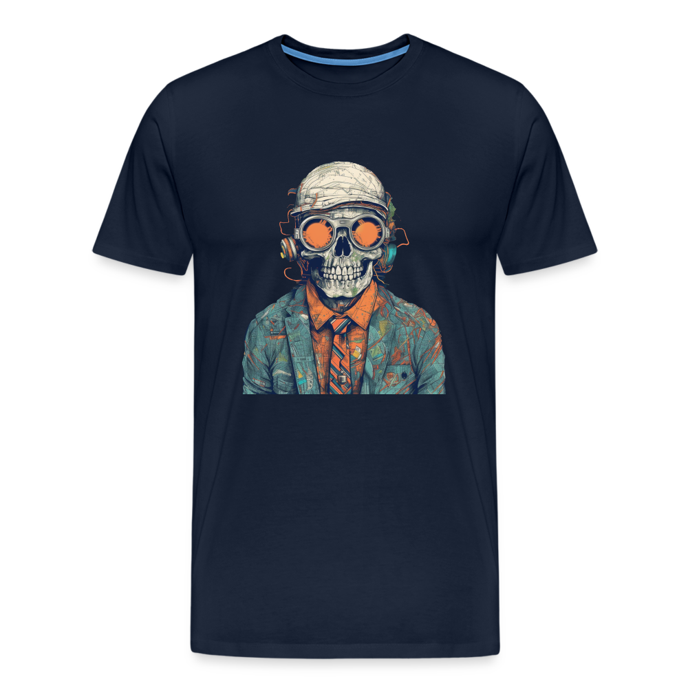 Cooles Skelett Portrait mit Sonnenbrille, Mütze - Männer Premium T-Shirt - Navy