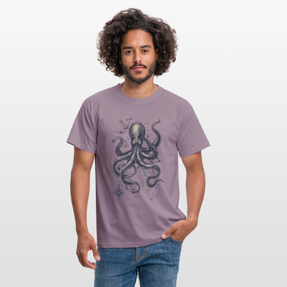 Steampunk Oktopus - Männer T-Shirt - Lilagrau