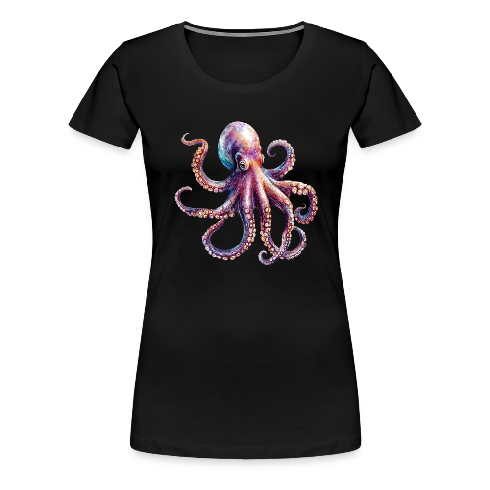 Cooles Wasserfarben Aquarell Oktopus Design - Frauen Premium T-Shirts - Schwarz