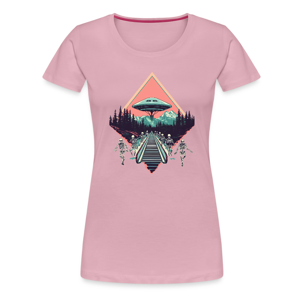 Retro UFO 80er Jahre Motiv - Frauen Premium T-Shirt - Hellrosa