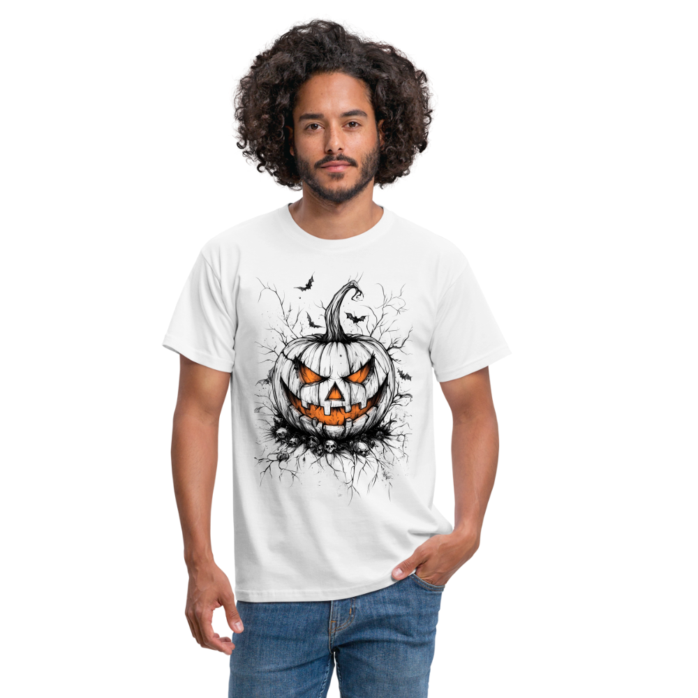 Gruseliger Horror Kürbis - Halloween Motiv - Männer T-Shirt - Weiß