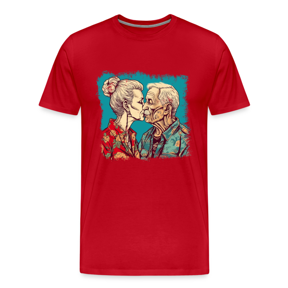 Küssendes Best Ager Pärchen mit Hawaiihemden - Männer T-Shirt - Rot