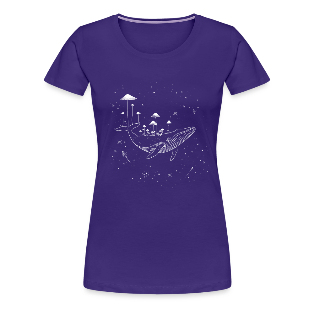 Surrealer Wal mit Pilzen im Weltraum mit Sternen - Frauen Premium T-Shirt - Lila