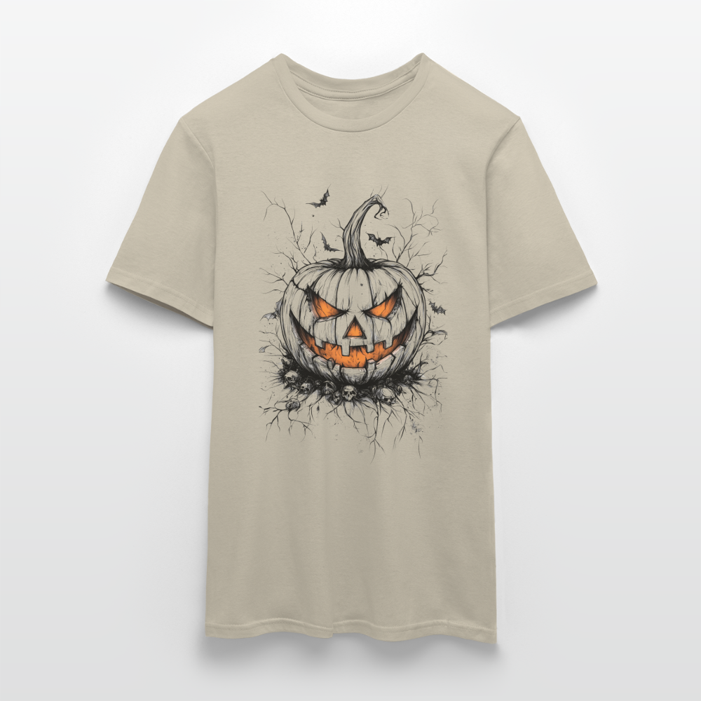 Gruseliger Horror Kürbis - Halloween Motiv - Männer T-Shirt - Sandbeige