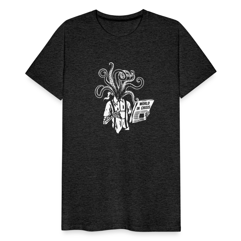 Kaffee trinkendes Skelett mit Tentakeln, Zeitung - Männer Premium T-Shirt - Anthrazit
