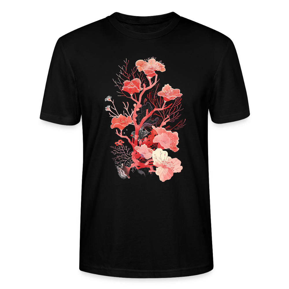 Zarte Korallen Blumen - Stanley/Stella Unisex Bio-T-Shirt CRAFTER - Schwarz