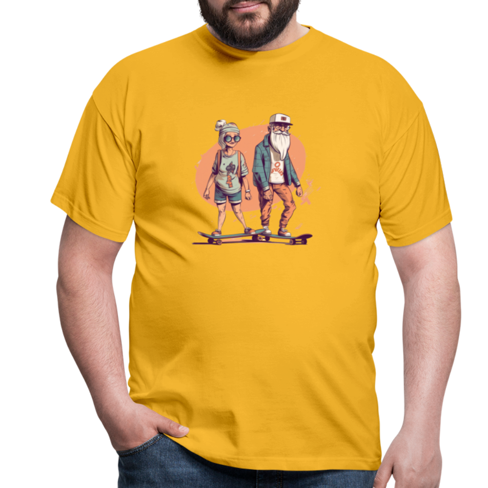 Cooles älteres Pärchen als Skater Hipster - Männer T-Shirt - Gelb