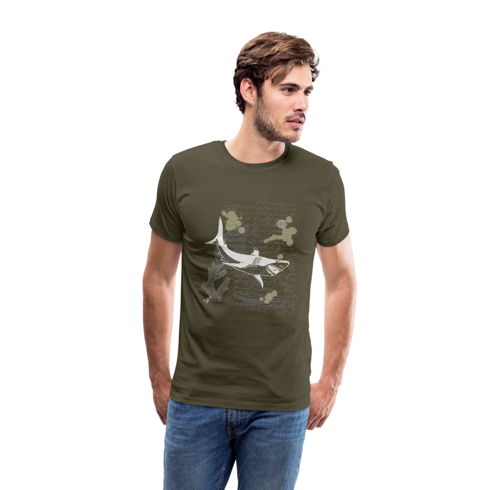 Vintage Steampunk Hai Motiv - Männer Premium T-Shirts - Khaki