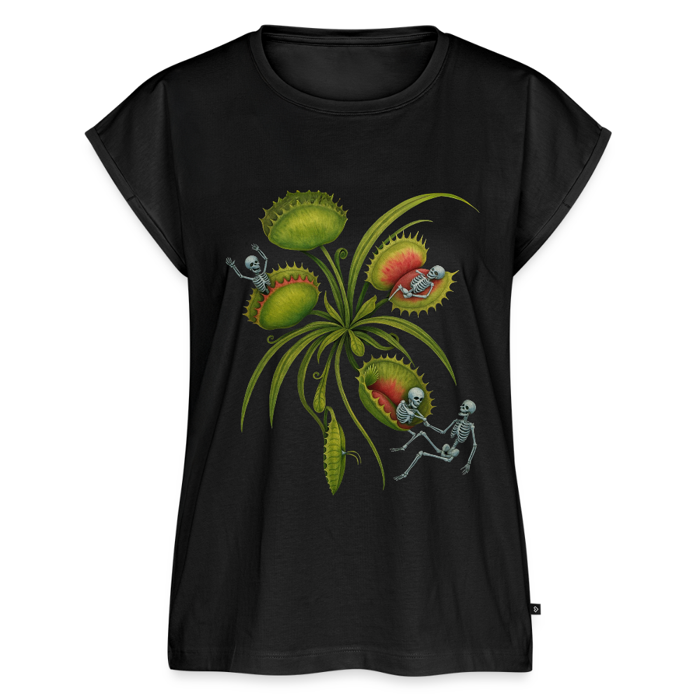 Flora Mortis - Venus Fliegenfalle Pflamnze mit Skeletten - Frauen Premium Bio Top - Schwarz