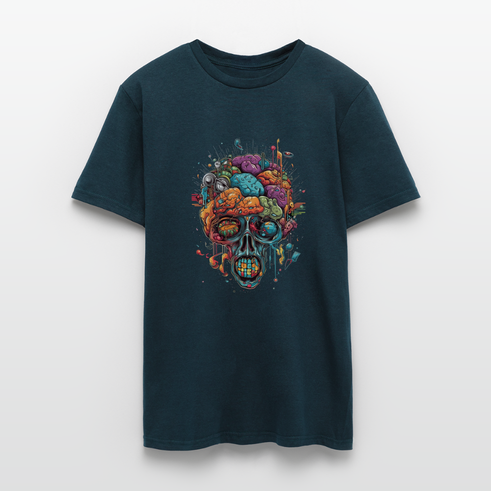 Surrealistischer, psychedelischer Totenkopf - Männer T-Shirt - Navy