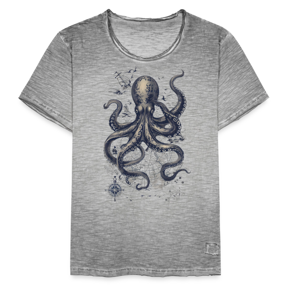 Steampunk Oktopus - Männer Vintage T-Shirt - Vintage Grau