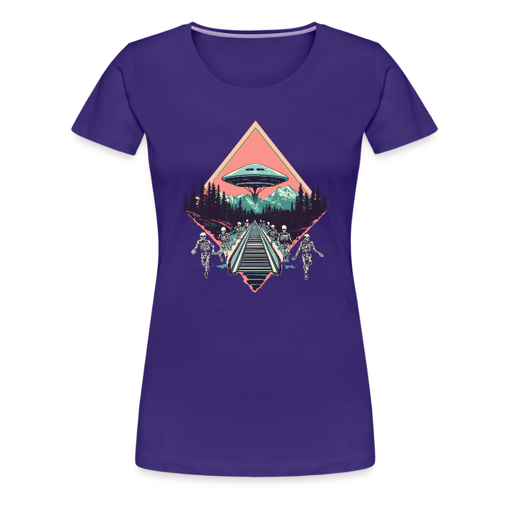 Retro UFO 80er Jahre Motiv - Frauen Premium T-Shirt - Lila