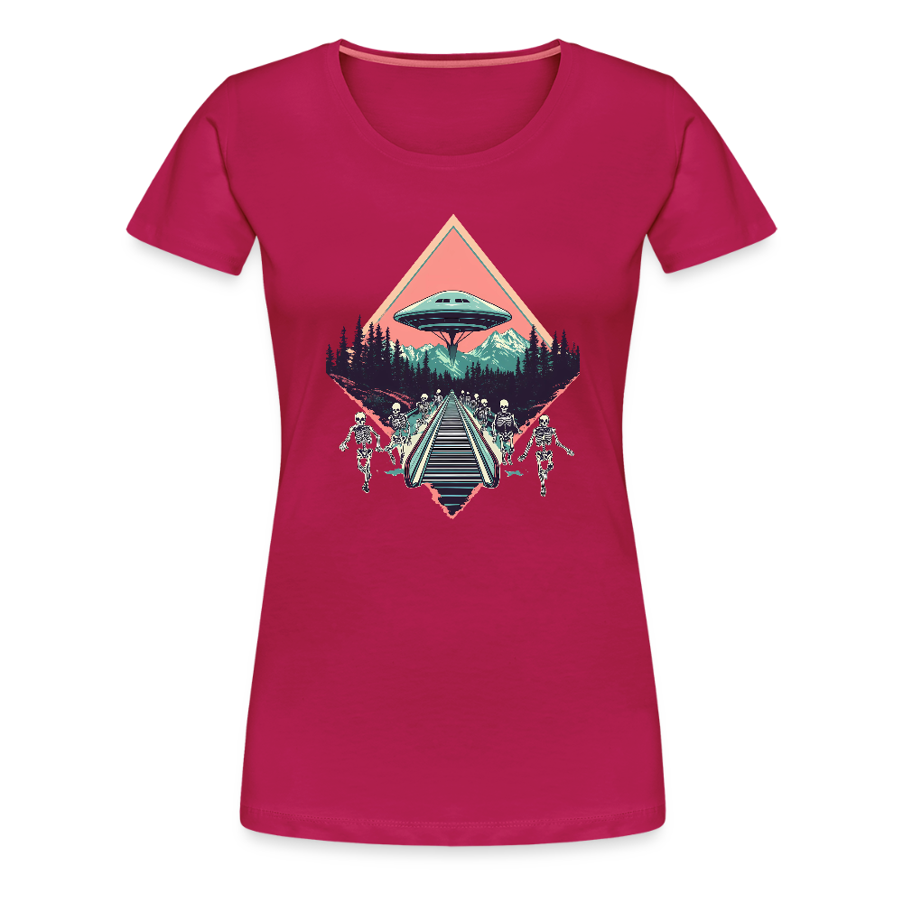 Retro UFO 80er Jahre Motiv - Frauen Premium T-Shirt - dunkles Pink