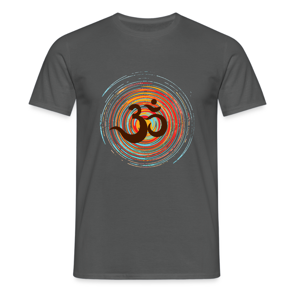 Om auf bunten Kreisen, Prana Zen Design - Männer T-Shirt - Anthrazit