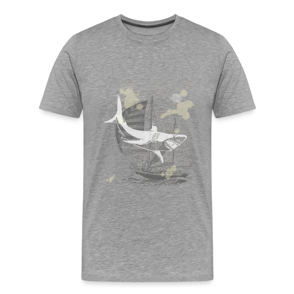 Vintage Steampunk Hai Motiv - Männer Premium T-Shirts - Grau meliert
