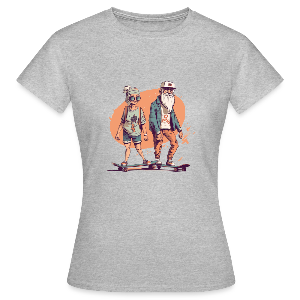 Cooles älteres Pärchen als Skater Hipster - Frauen T-Shirt - Grau meliert