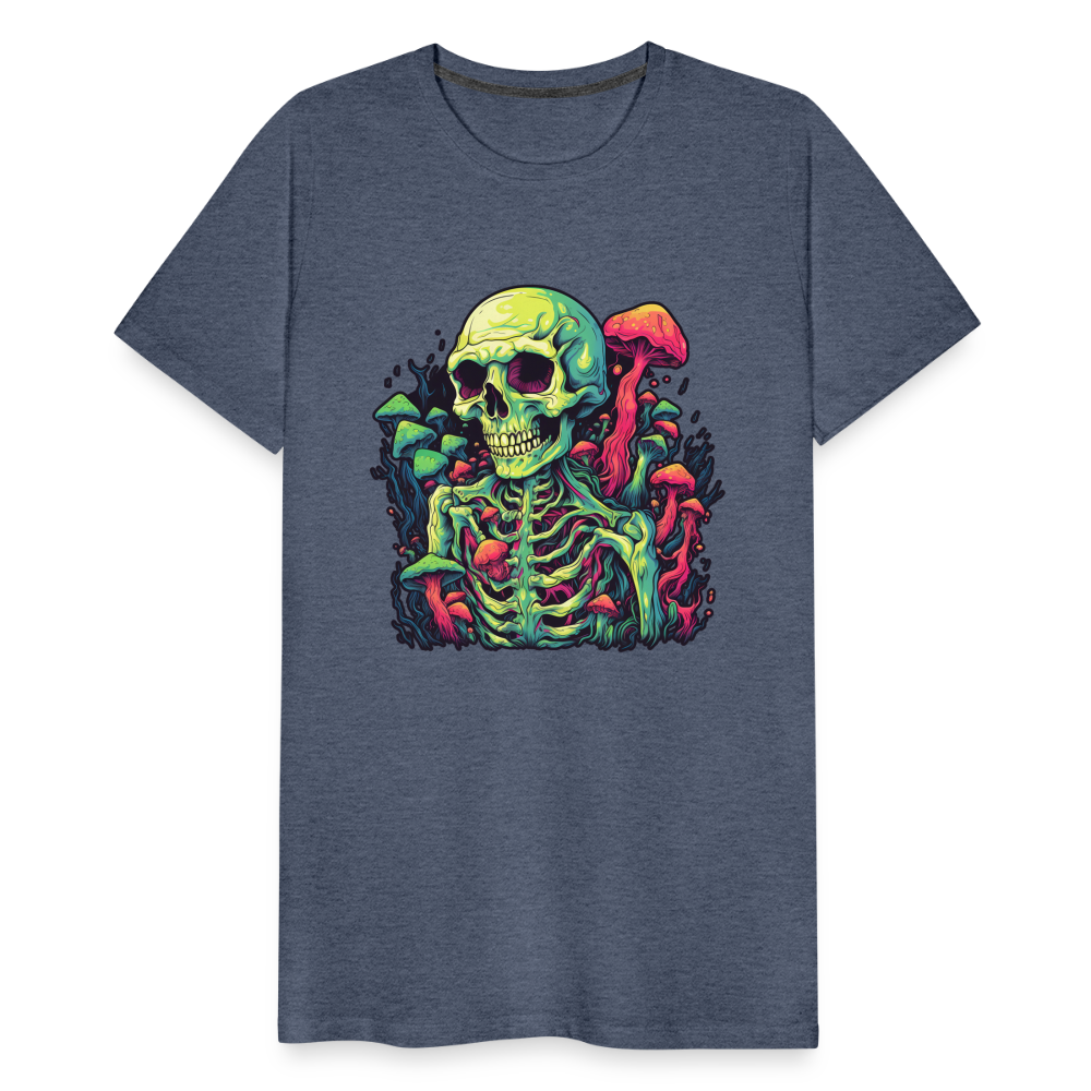 Horror Pilz Skelett - Happy Halloween - Männer Premium T-Shirt - Blau meliert