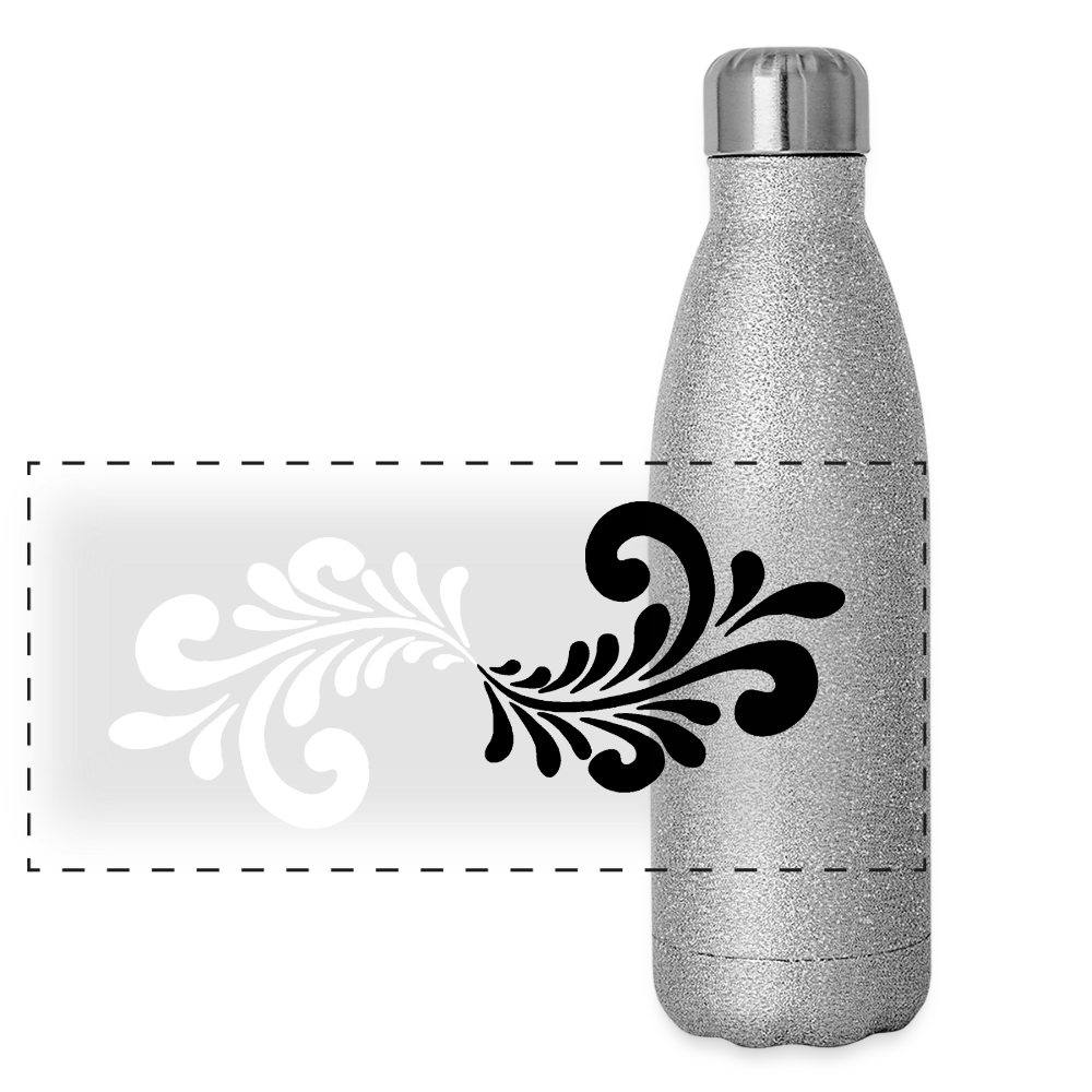 Bembel Ornamente schwarz/weiß - Glitzer Edelstahl Thermosflasche - Sliber Glitzer