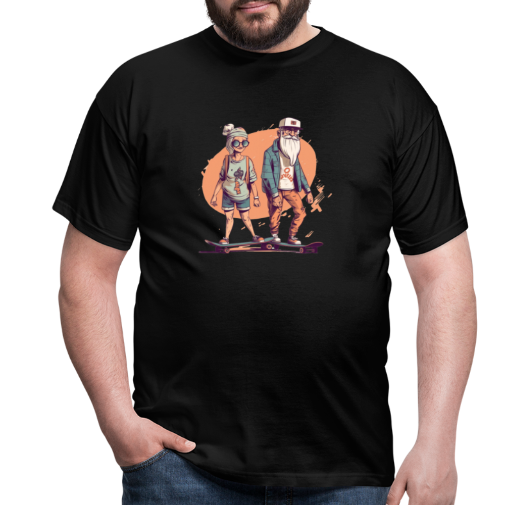 Cooles älteres Pärchen als Skater Hipster - Männer T-Shirt - Schwarz