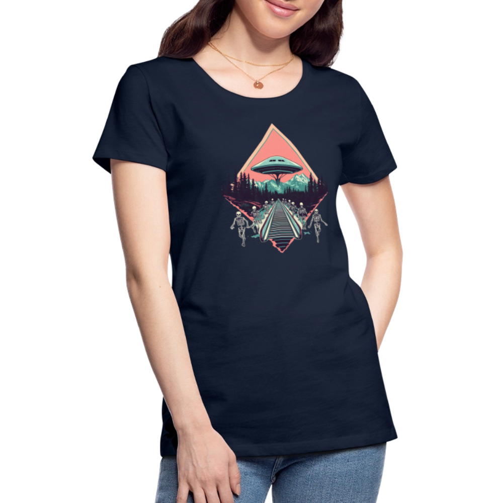 Retro UFO 80er Jahre Motiv - Frauen Premium T-Shirt - Navy