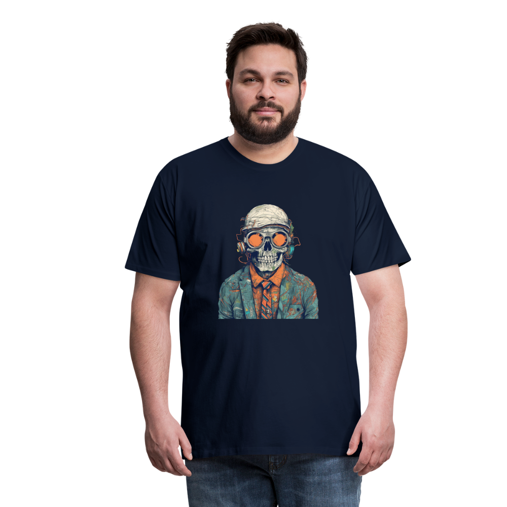 Cooles Skelett Portrait mit Sonnenbrille, Mütze - Männer Premium T-Shirt - Navy