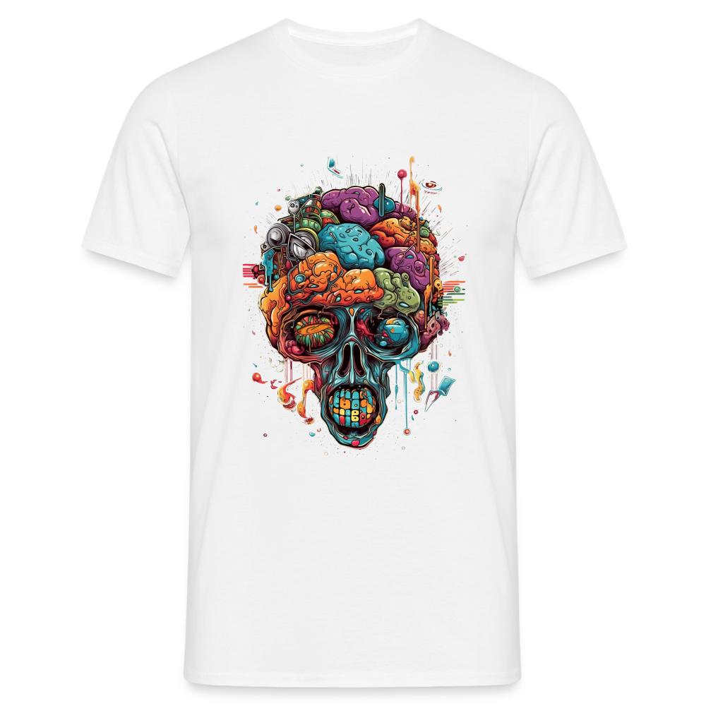 Surrealistischer, psychedelischer Totenkopf - Männer T-Shirt - Weiß