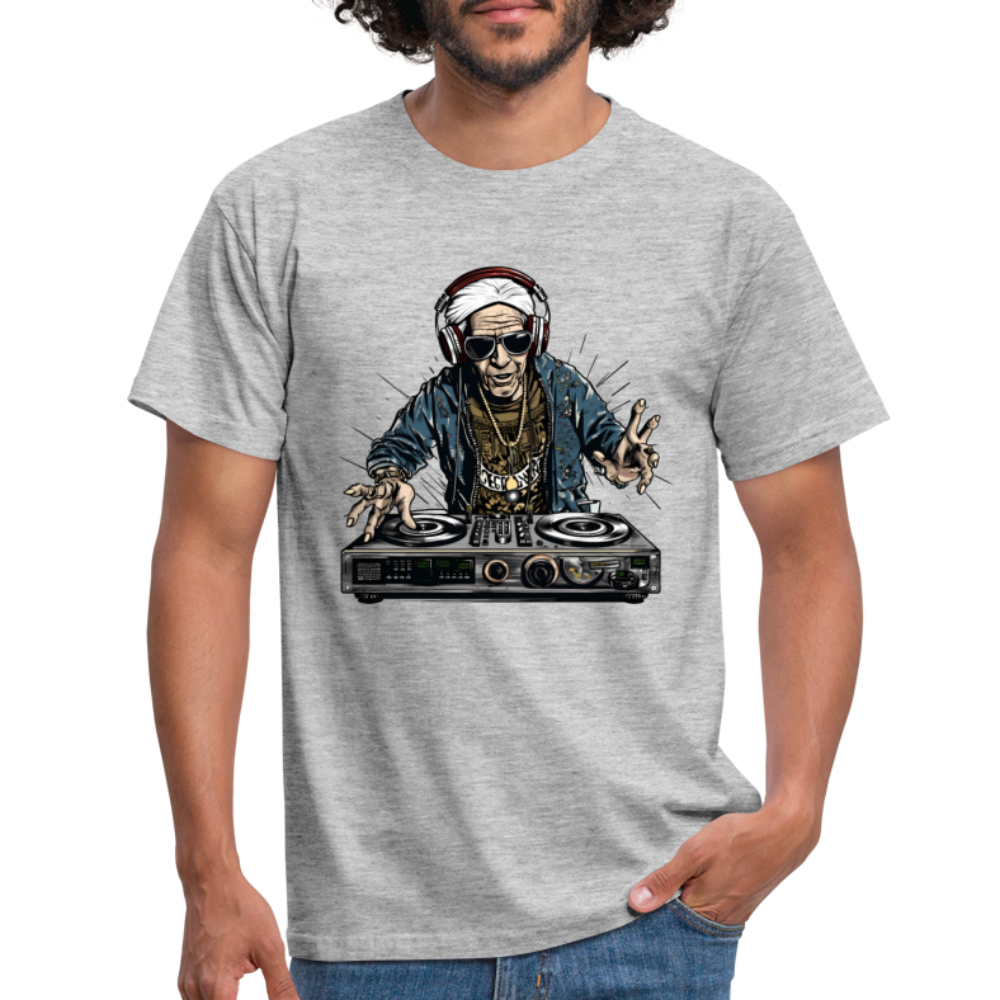 Cooler alter Mann als DJ Hipster mit Kopfhörern - Männer T-Shirt - Grau meliert
