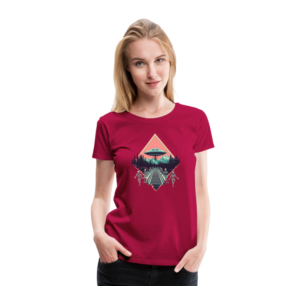 Retro UFO 80er Jahre Motiv - Frauen Premium T-Shirt - dunkles Pink
