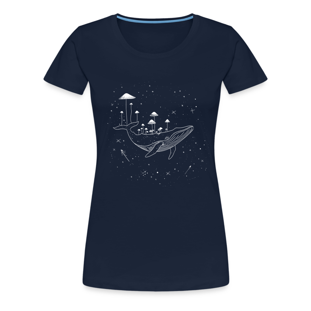 Surrealer Wal mit Pilzen im Weltraum mit Sternen - Frauen Premium T-Shirt - Navy
