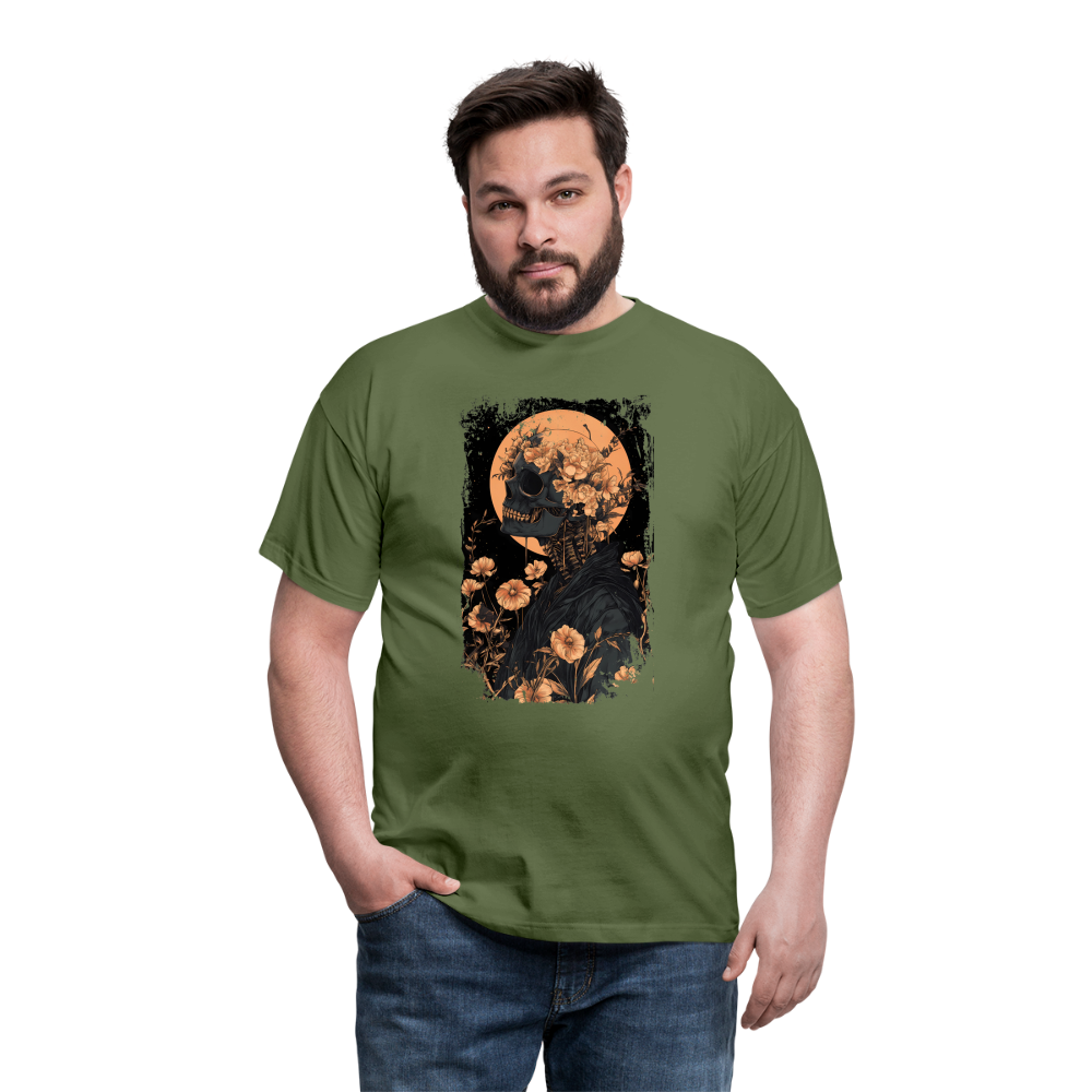 Boho Hippie Skelett im 60er, 70er Jahre Look - Männer T-Shirt - Militärgrün