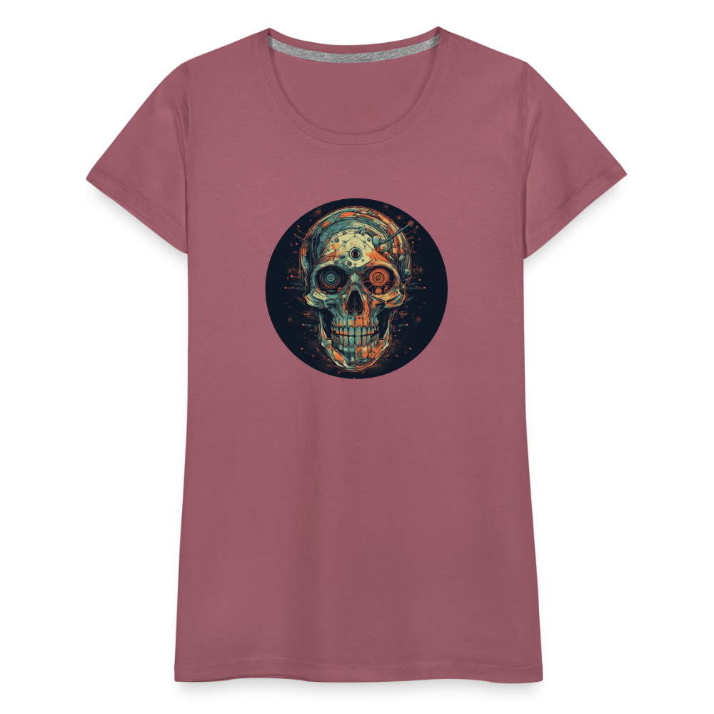 Retro Futuristischer Totenkopf Skull Cyborg- Frauen Premium T-Shirt - Malve