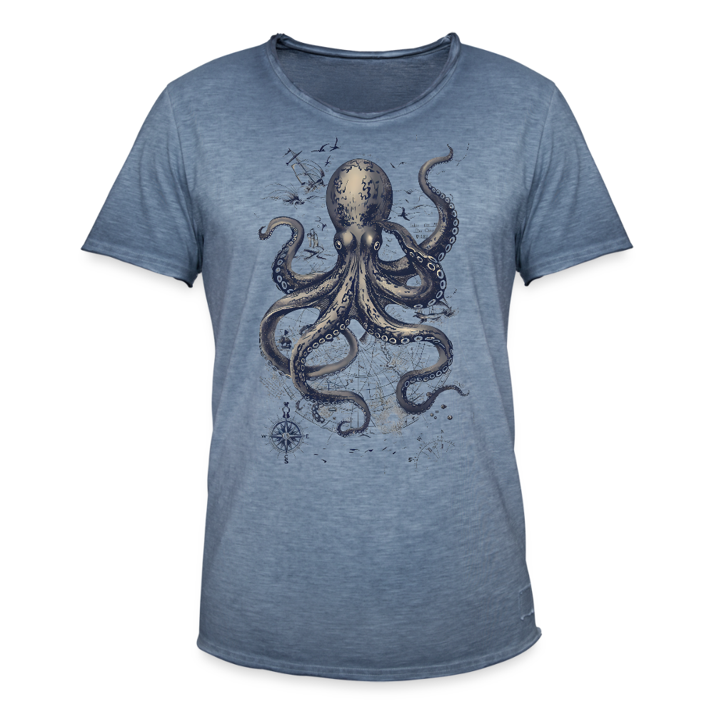 Steampunk Oktopus - Männer Vintage T-Shirt - Vintage Denim