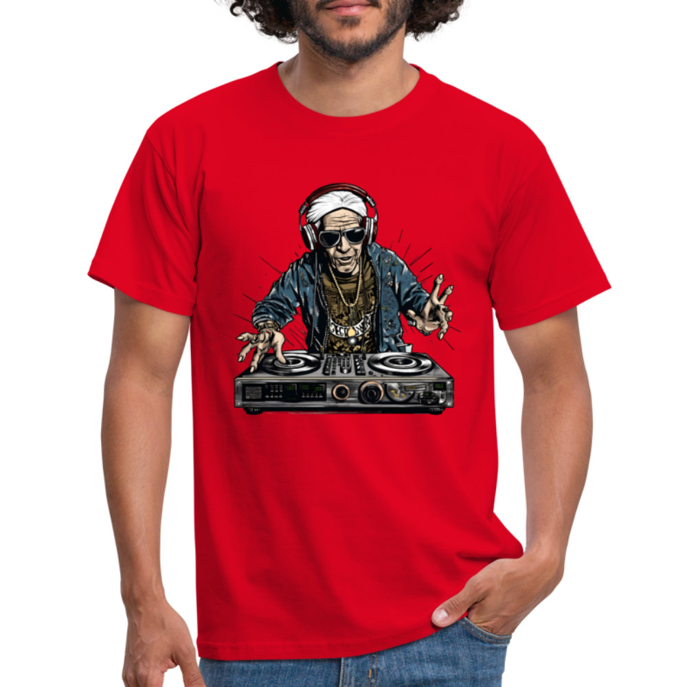 Cooler alter Mann als DJ Hipster mit Kopfhörern - Männer T-Shirt - Rot