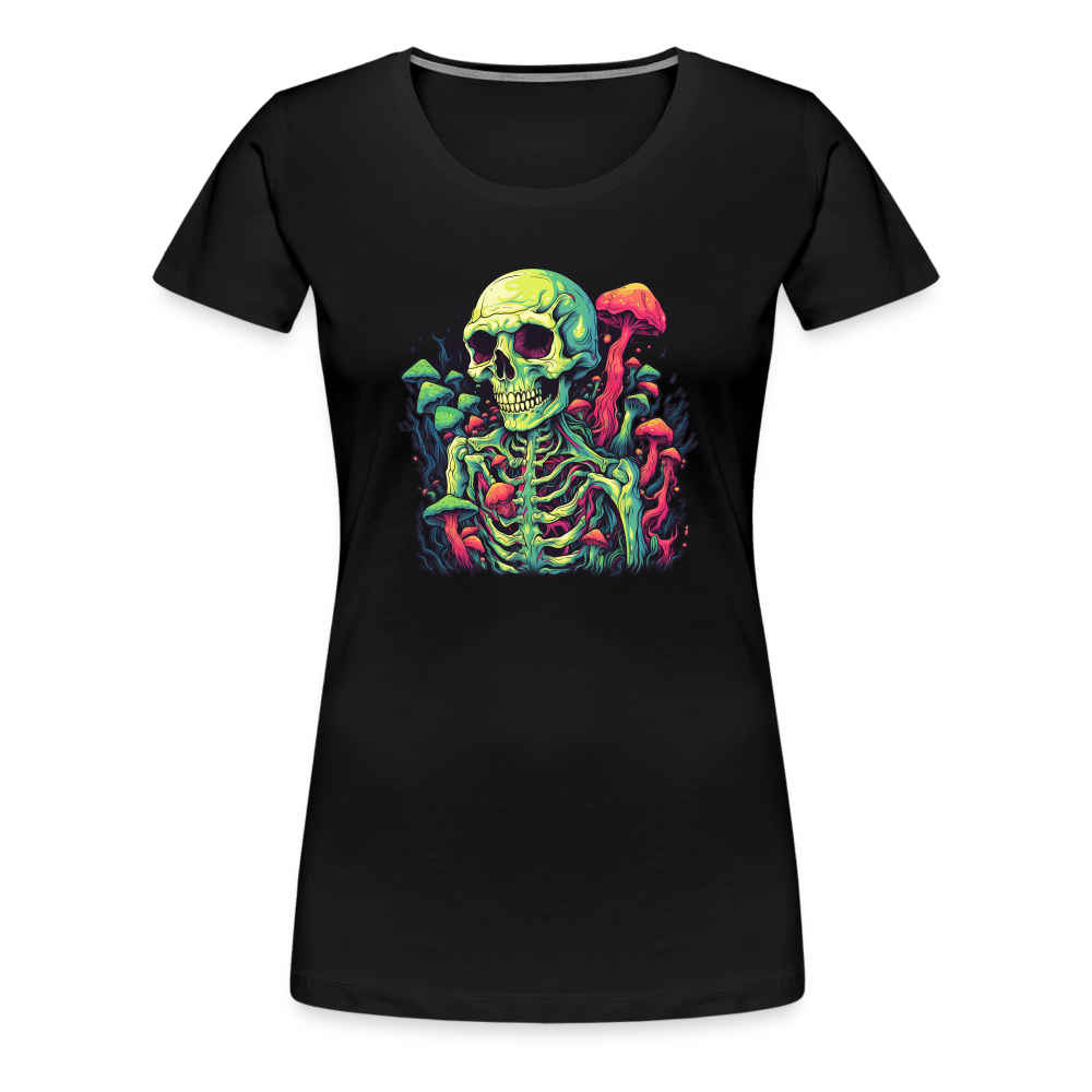 Horror Pilz Skelett - Happy Halloween - Frauen Premium T-Shirt - Schwarz