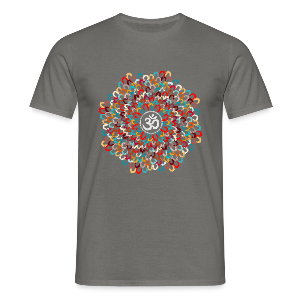 Yogi, Prana Mandala Om - Bunte Federn - Männer T-Shirt - Graphit