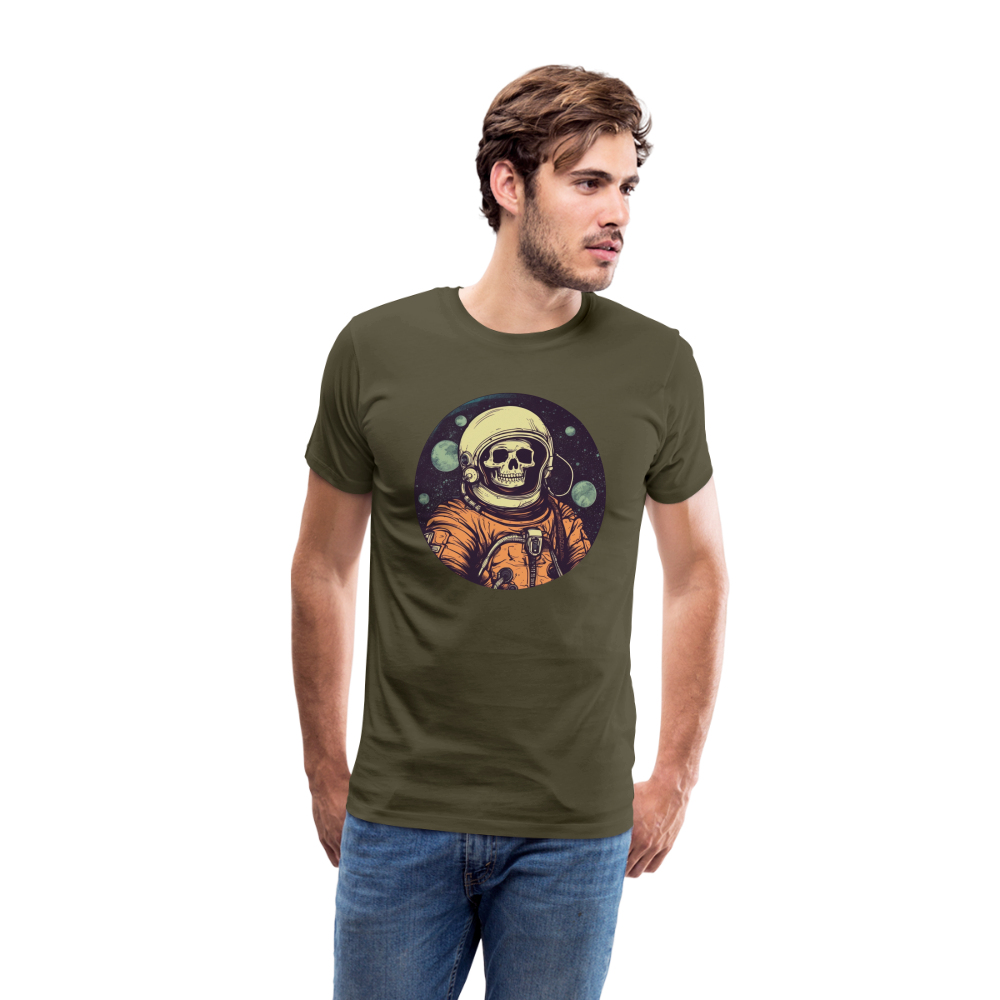 Gruseliges Skelett als Astronaut - Männer Premium T-Shirt - Khaki