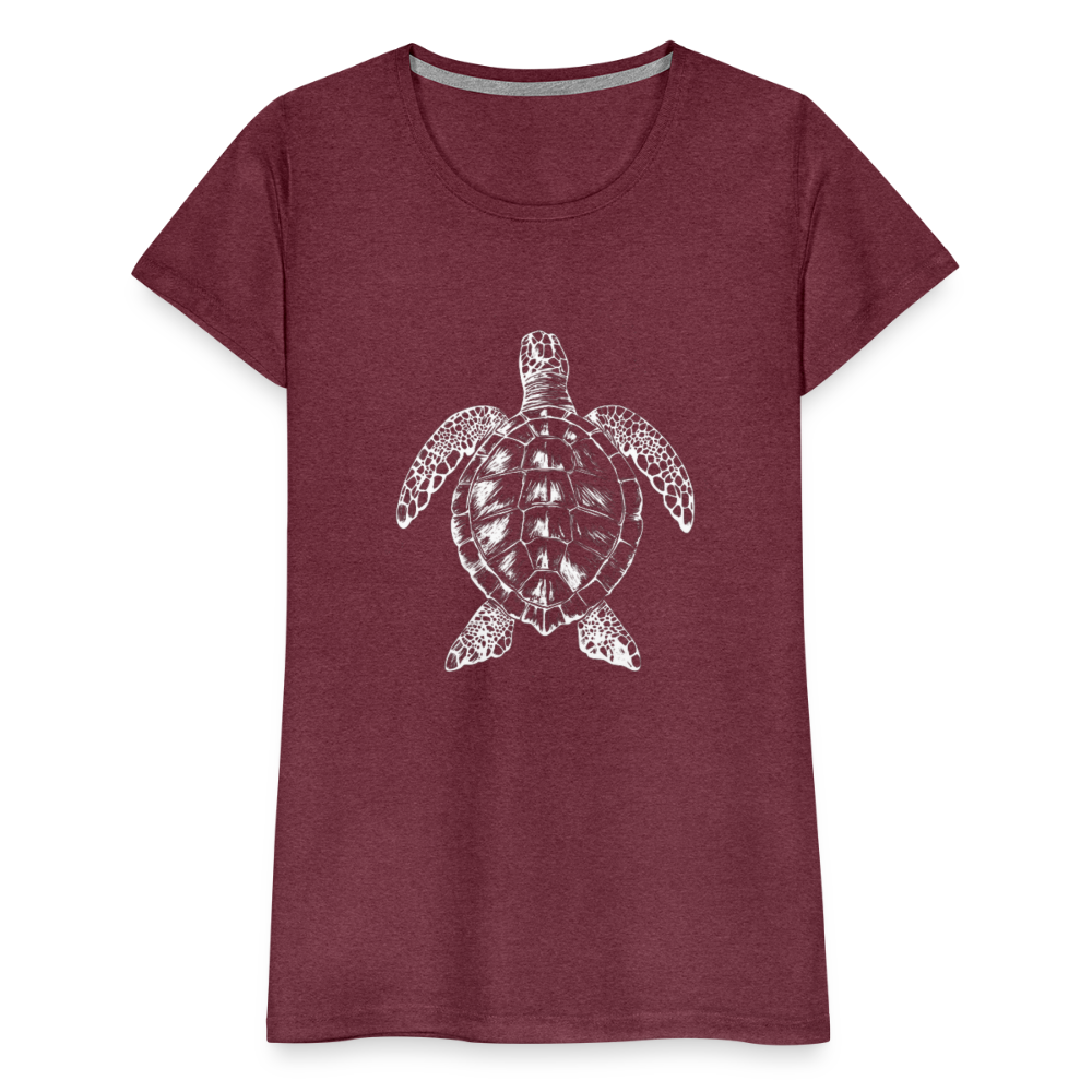 Meeresschildkröte - Monochrom - Frauen Premium T-Shirt - Bordeauxrot meliert