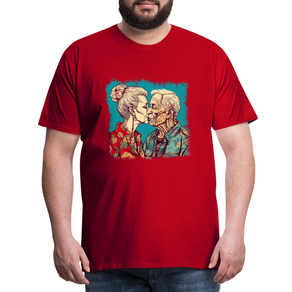 Küssendes Best Ager Pärchen mit Hawaiihemden - Männer T-Shirt - Rot