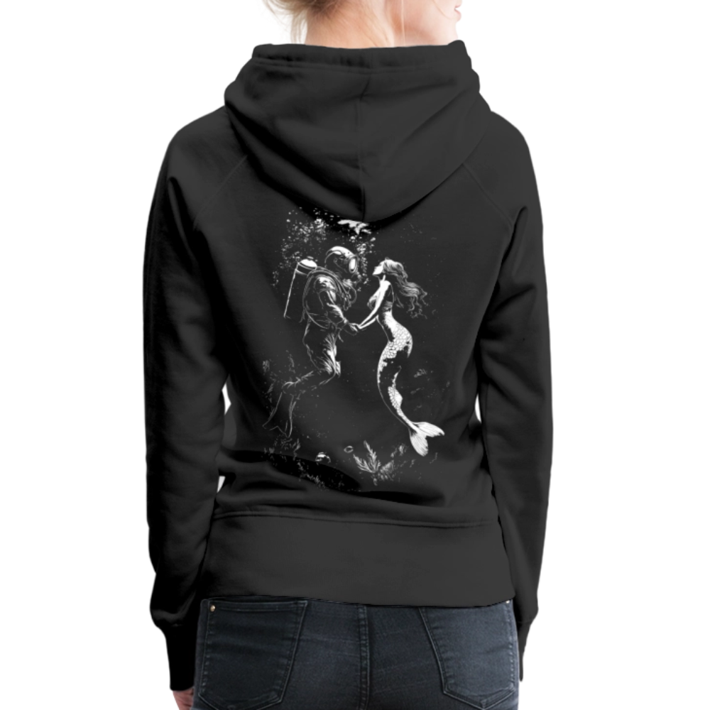 Taucher und Meerjungfrau - Frauen Premium Hoodie - Schwarz