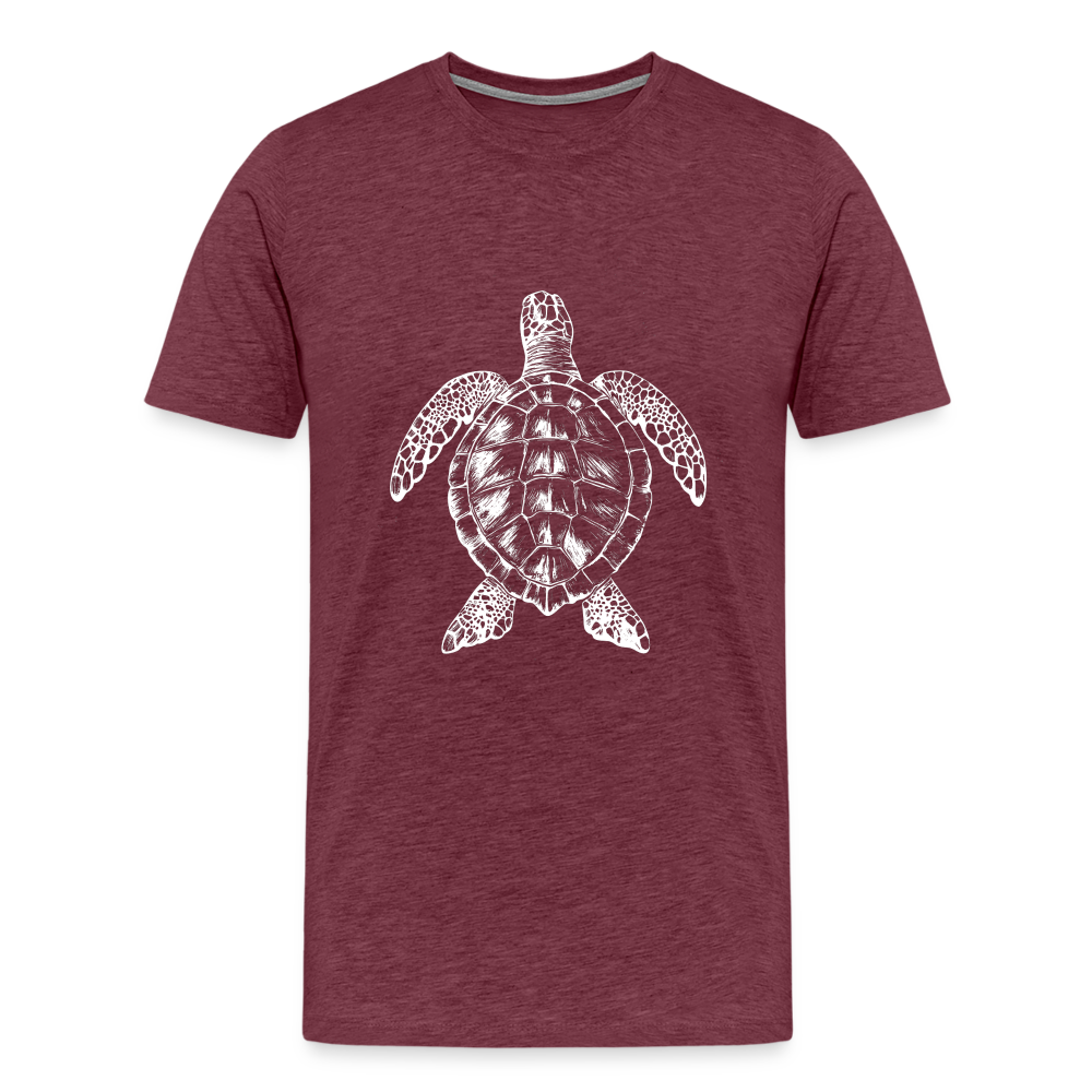 Meeresschildkröte - Monochrom - Männer Premium T-Shirt - Bordeauxrot meliert