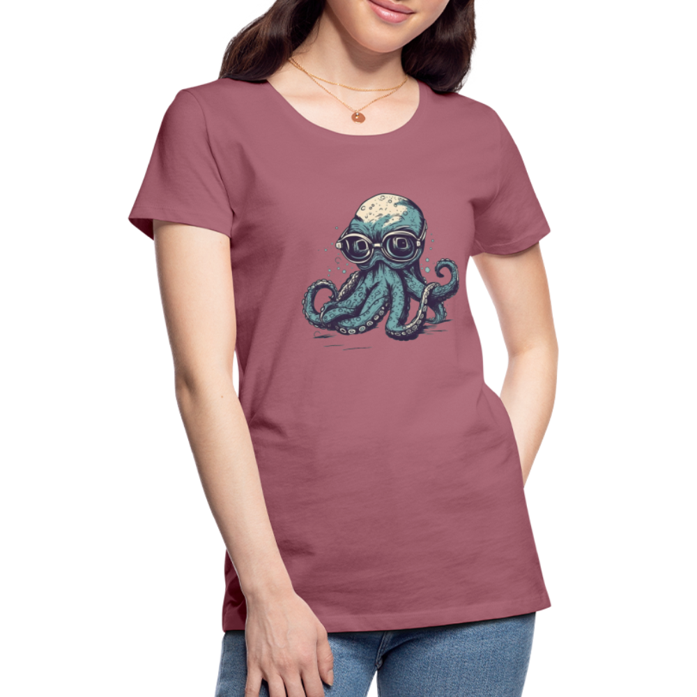 Nerdy Comic Oktopus mit Brille - Frauen Premium T-Shirts - Malve