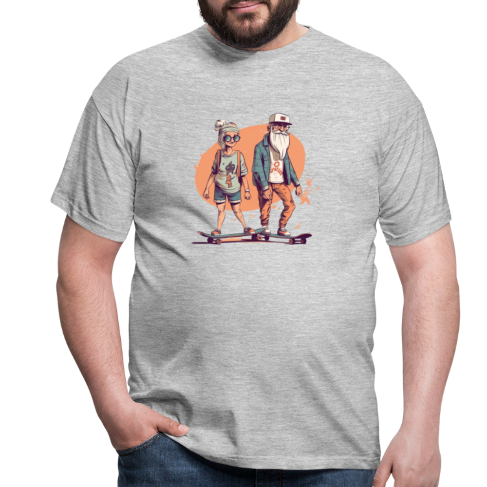 Cooles älteres Pärchen als Skater Hipster - Männer T-Shirt - Grau meliert