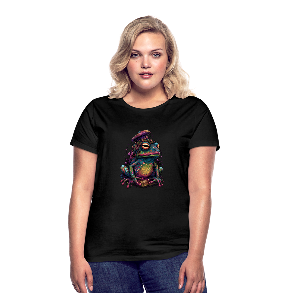 Trippy Pilz Frosch - Psychedelisches Motiv - Frauen T-Shirt - Schwarz