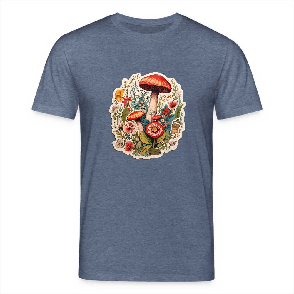 Boho Kunst mit Pilzen und Blumen - Stanley/Stella Unisex Bio-T-Shirt CREATOR - Dunkelblau meliert