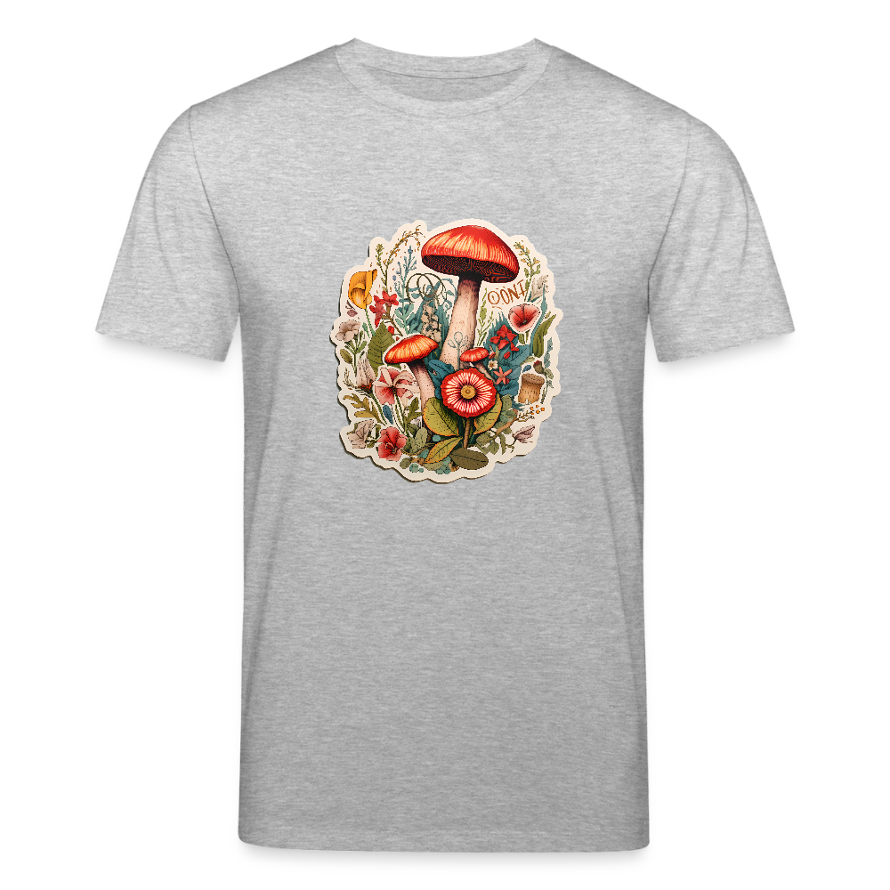 Boho Kunst mit Pilzen und Blumen - Stanley/Stella Unisex Bio-T-Shirt CREATOR - Grau meliert
