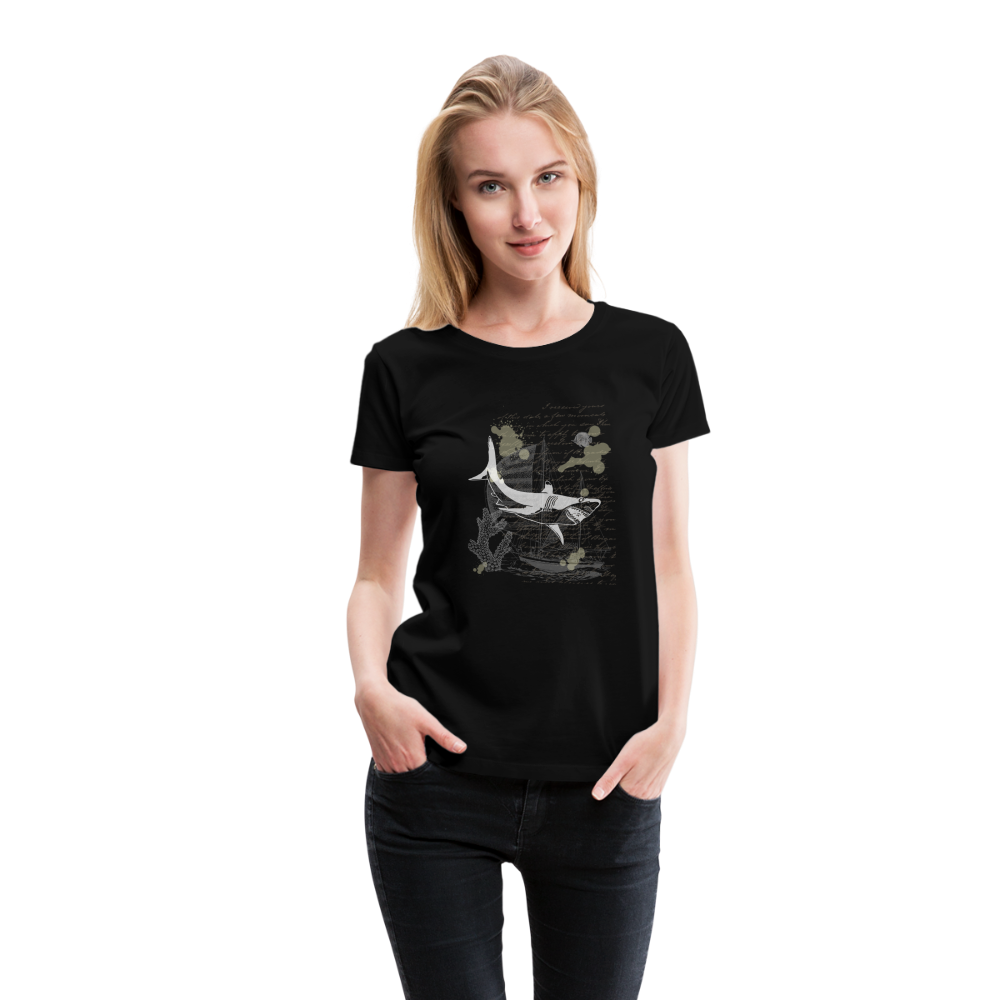 Vintage Steampunk Hai Motiv - Frauen Premium T-Shirts - Schwarz