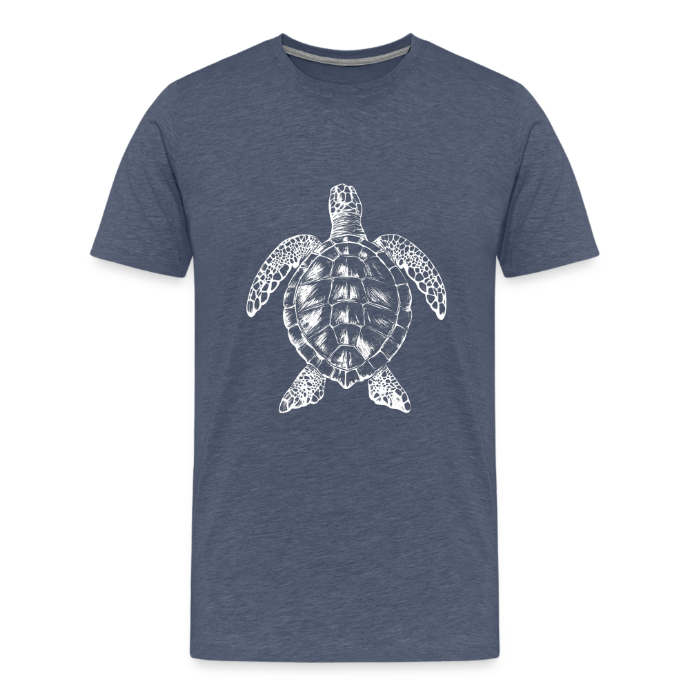 Meeresschildkröte - Monochrom - Männer Premium T-Shirt - Blau meliert
